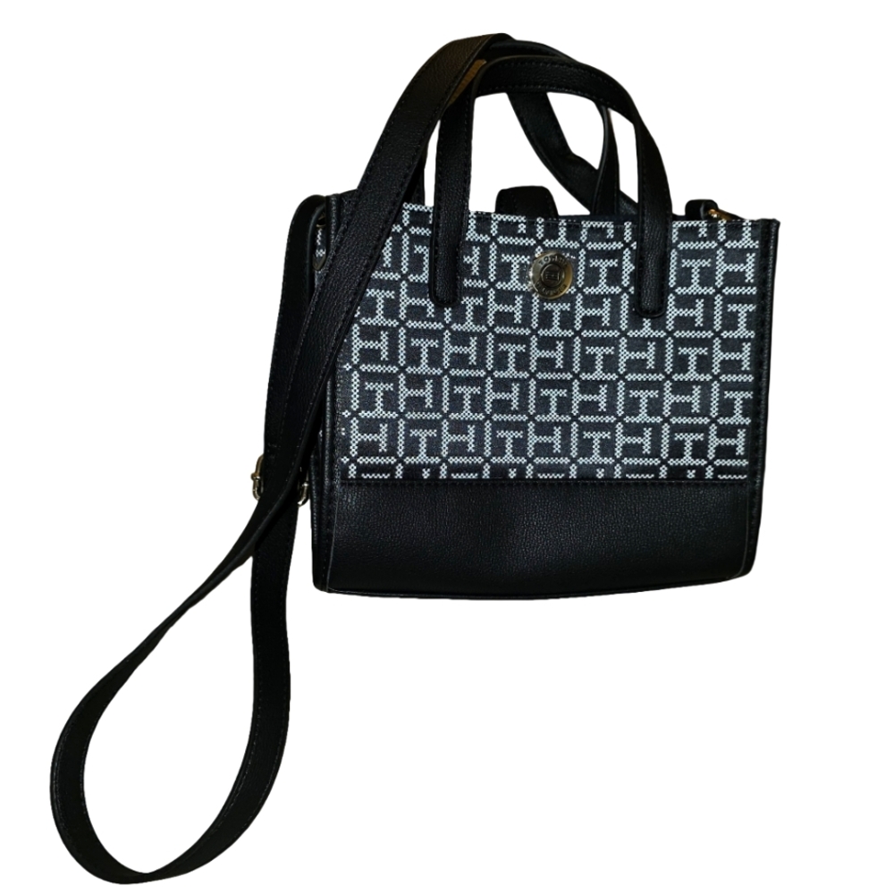 Tommy Hilfiger Black & White Patterned Bag NEW w Tags MSRP $98